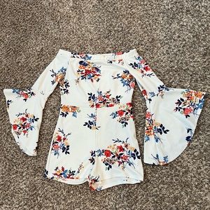 Off the shoulder floral romper